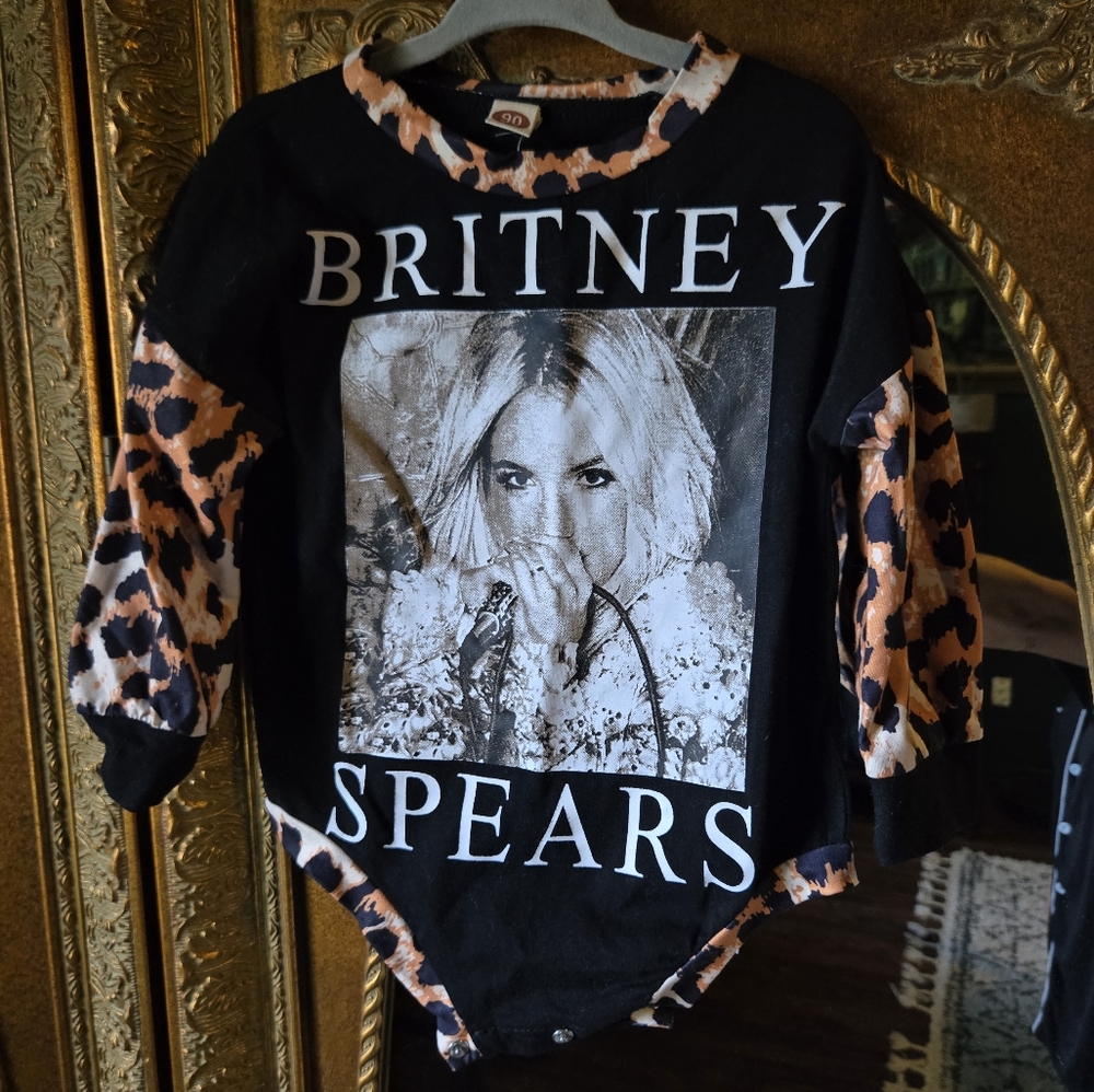 Britney Spears Leopard Print Oversized Bodysuut